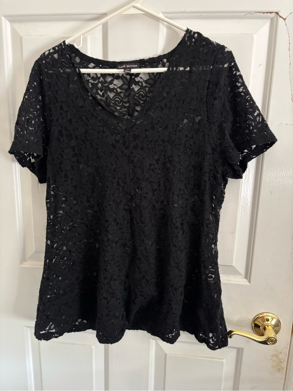 Lane Bryant Black Sheer Lace T-Shirt (14/16)